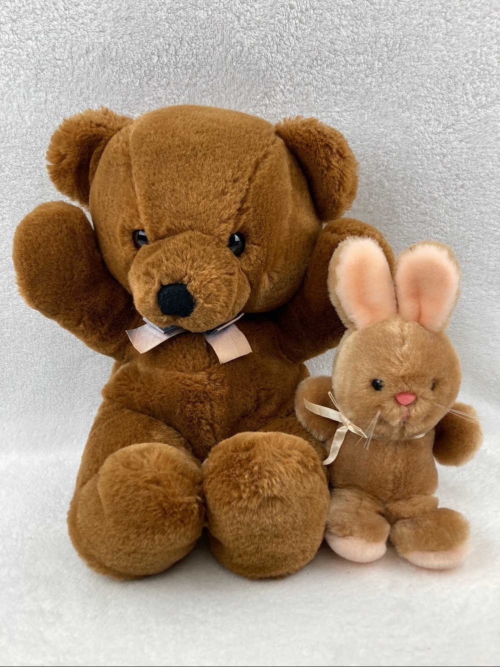 VTG Dakin 1986 Teddy Bear & 1981 Bunny Plush Stuffed Animal Toy 7” & 15”